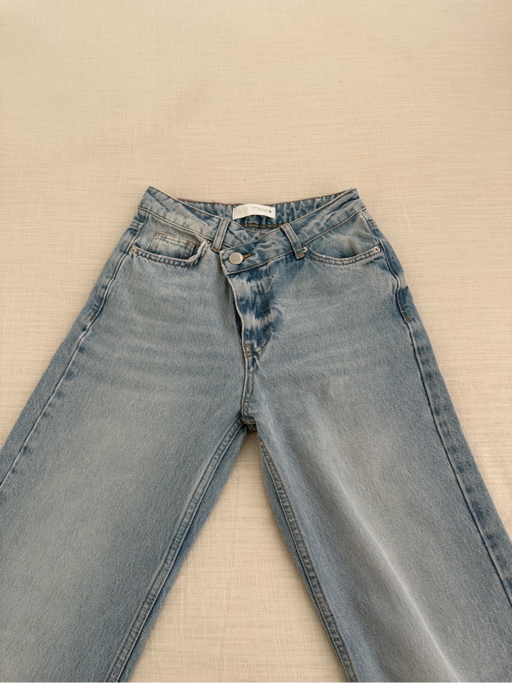 Zara Light Blue High-Rise Straight Jeans